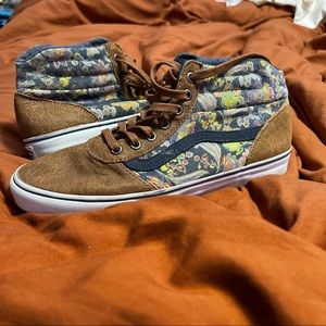 Brown Floral Vans hi-tops